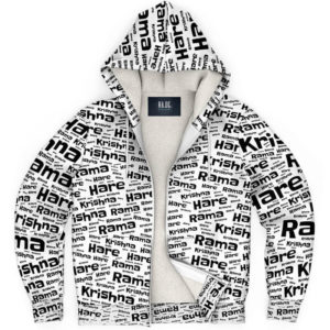 Hare Krishna maha mantra all over print zip up hoodie