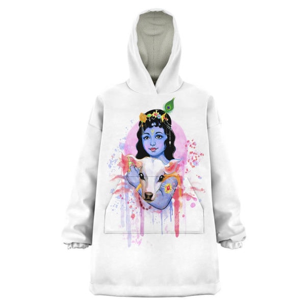Krishna Gopal with a calf snug hoodie - spiritual home wear