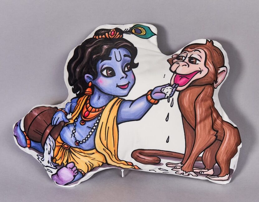 Gopal with a monkey - soft doll | Hare Krishna doll